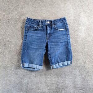 AERO Women's‎ Blue Denim Bermuda Shorts Cuffed Rolled Hem Size 6
